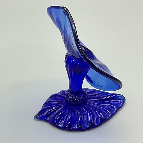 Jack in the Pulpit Vintage Cobalt Blue Studio Art Glass Signed J Deanda - Picture 8 of 12